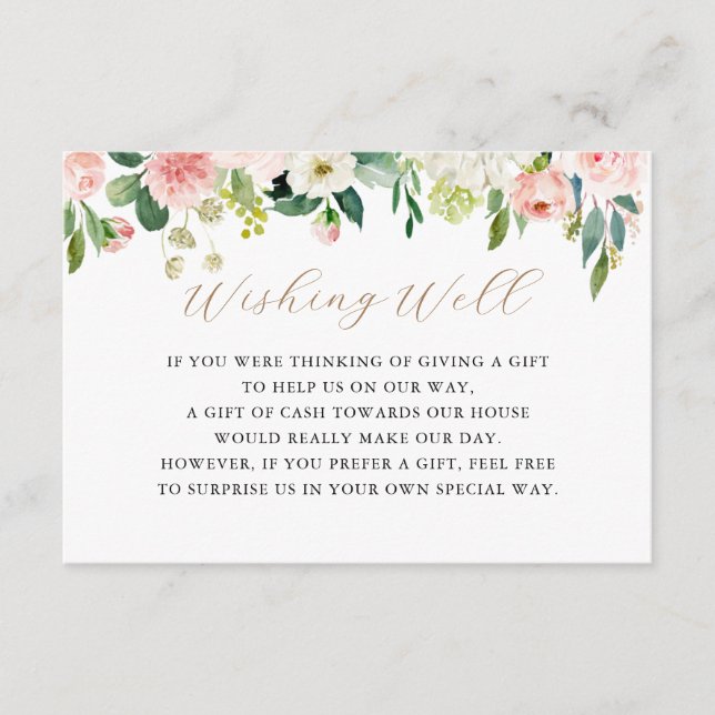 Tarjeta De Recepción Elegante Deseos Florales Bien (Anverso)