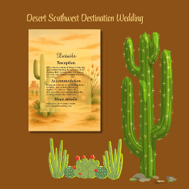 Tarjeta De Recepción Elegante Desierto del Suroeste Boda Golden Sunset