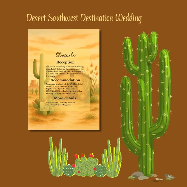 Tarjeta De Recepción Elegante Desierto del Suroeste Boda Golden Sunset (Subido por el creador)