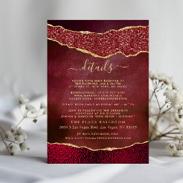 Tarjeta De Recepción Elegante detalle de Boda de Ago de Borgoña y Oro