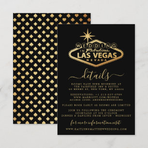 Tarjeta De Recepción Elegante Detalle de Boda de Destino de Las Vegas