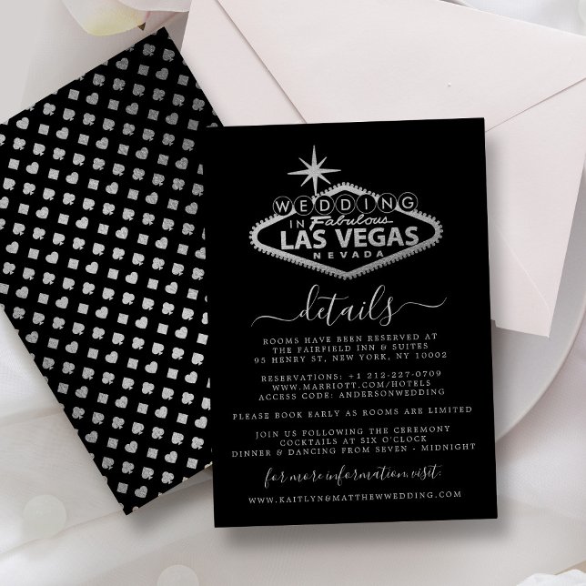 Tarjeta De Recepción Elegante Detalle de Boda de Destino de Las Vegas (Subido por el creador)