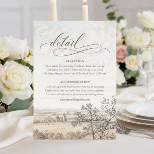 Tarjeta De Recepción Elegante detalle de boda Toile de estilo francés c