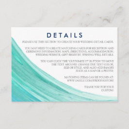 Tarjeta De Recepción Elegante detalle de bodas turquesa de marea en la 