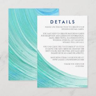 Tarjeta De Recepción Elegante detalle de bodas turquesa de marea en la