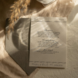Tarjeta De Recepción Elegante detalles de bodas antiguas
