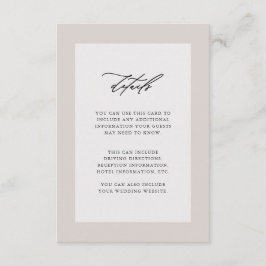 Tarjeta De Recepción Elegante detalles de invitado de boda negro