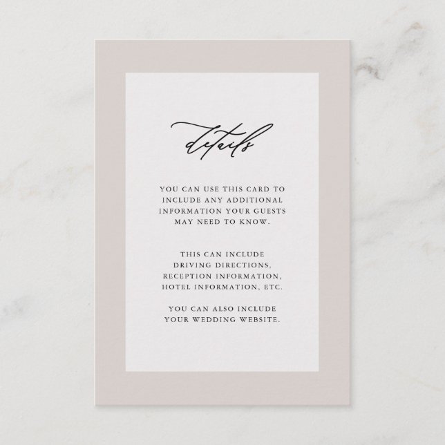 Tarjeta De Recepción Elegante detalles de invitado de boda negro (Anverso)