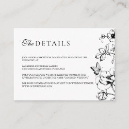 Tarjeta De Recepción Elegante detalles de la boda del jardín floral bla