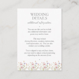 Tarjeta De Recepción Elegante detalles de la boda del Jardín Vintage de