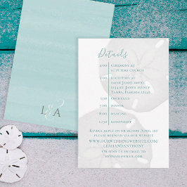 Tarjeta De Recepción Elegante detalles de la boda Timeline Beach Sand D