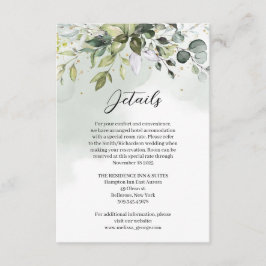 Tarjeta De Recepción Elegante detalles de oro de eucalipto verde botáni