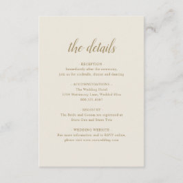 Tarjeta De Recepción Elegante detalles formales Boda de marfil de oro n