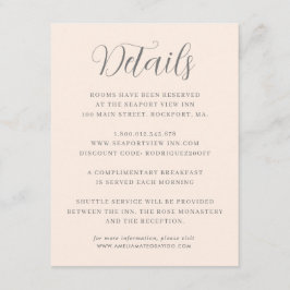 Tarjeta De Recepción Elegante detalles Minimalistas del Boda rosa Rubor