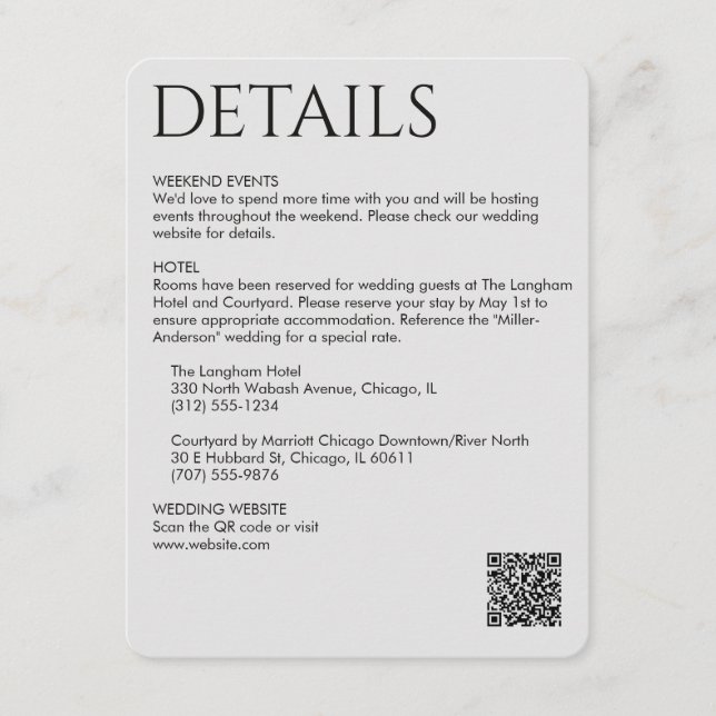Tarjeta De Recepción Elegante detalles modernos de humo negro (Anverso)