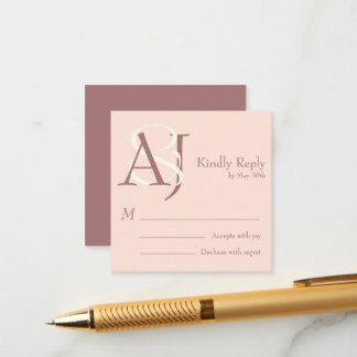 Tarjeta De Recepción Elegante devolución de boda en tonos cálidos rosad