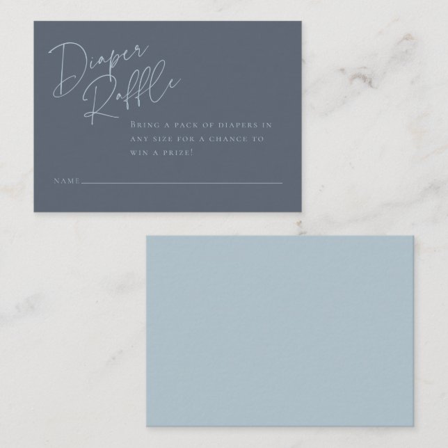 Tarjeta De Recepción Elegante Diaper Raffle | Azul agitado (Anverso / Reverso)