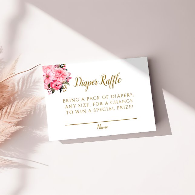 Tarjeta De Recepción Elegante Diaper Rosa Encantador Diseño Floral Raff (Subido por el creador)
