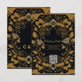 Tarjeta De Recepción Elegante diseño dorado y negro