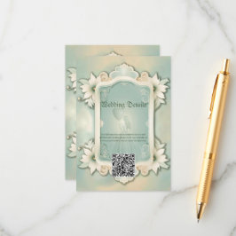 Tarjeta De Recepción Elegante diseño floral verde suave.