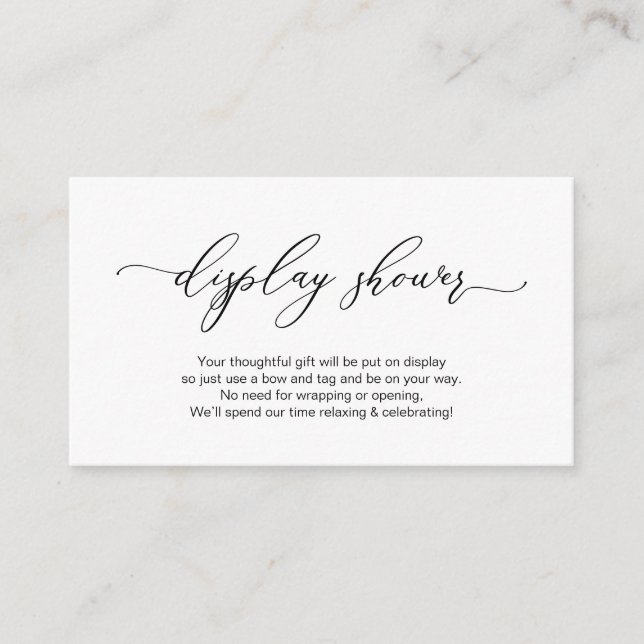 Tarjeta De Recepción Elegante diseño romántico, negro, ducha de pantall (Anverso)