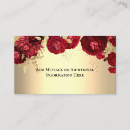 Tarjeta De Recepción Elegante dorado rojo floral