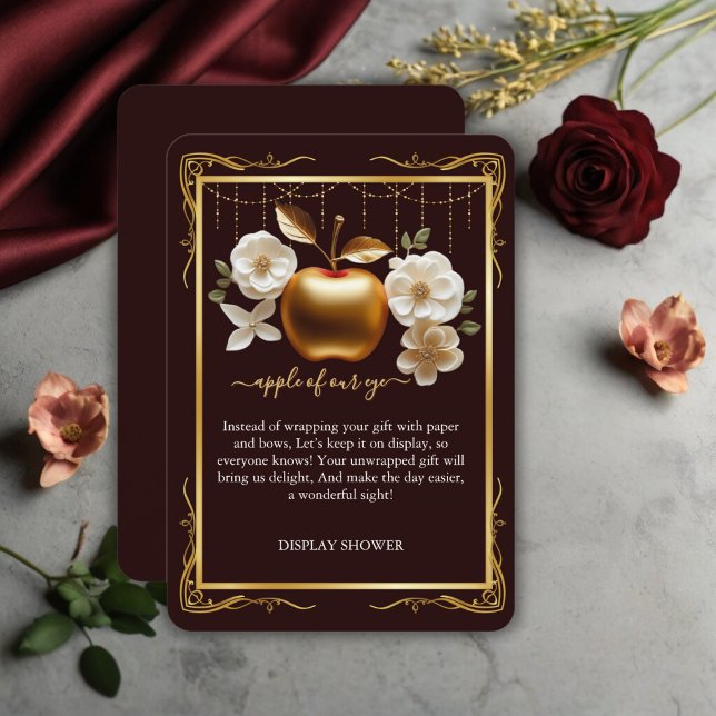 Tarjeta De Recepción Elegante ducha de bebé de la manzana de oro de nue (Subido por el creador)