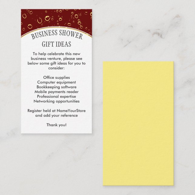 Tarjeta De Recepción Elegante DUCHA DE NEGOCIOS DE Borgoña (Anverso / Reverso)