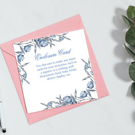 Tarjeta De Recepción Elegante ducha de novia azul o registro de duchas