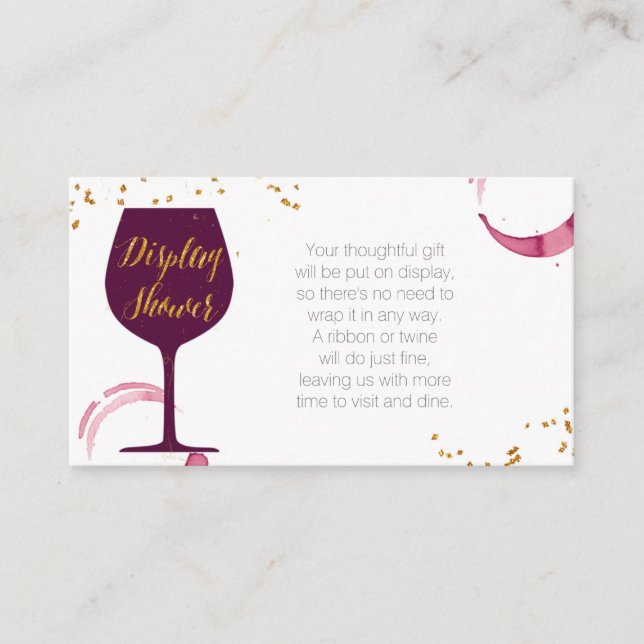 Tarjeta De Recepción Elegante ducha de novia Wine (Anverso)