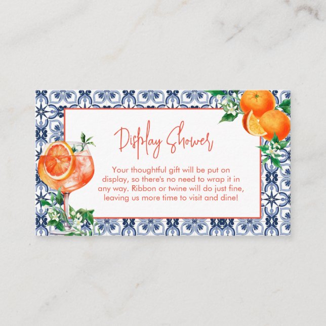 Tarjeta De Recepción Elegante ducha de pantalla Naranja Spritz (Anverso)