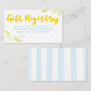 Tarjeta De Recepción Elegante ducha de regalo de registro azul y amaril