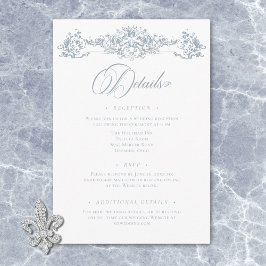 Tarjeta De Recepción Elegante Dusty Blue Chinoiserie Cherub Boda
