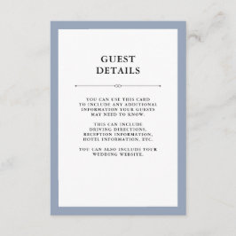 Tarjeta De Recepción Elegante | Dusty Blue Guest Details