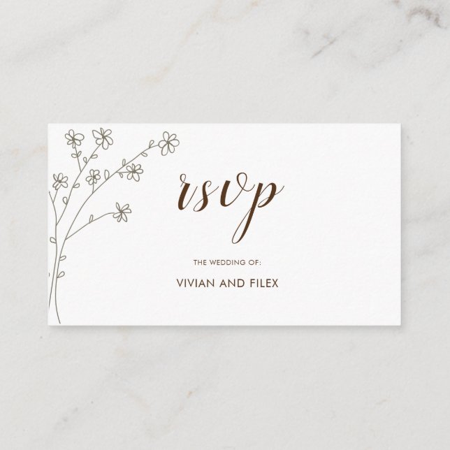 Tarjeta De Recepción Elegante ejemplo dorado Boda floral RSVP (Reverso)