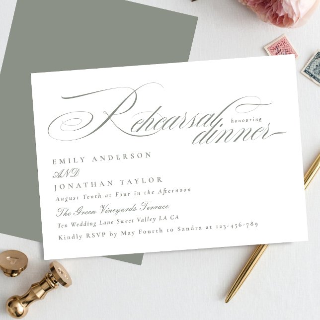 Tarjeta De Recepción Elegante ensayo de caligrafía blanca gris (Subido por el creador)