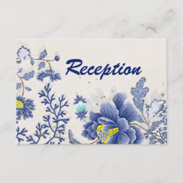 Tarjeta De Recepción Elegante envoltorio de Boda de color azul floral