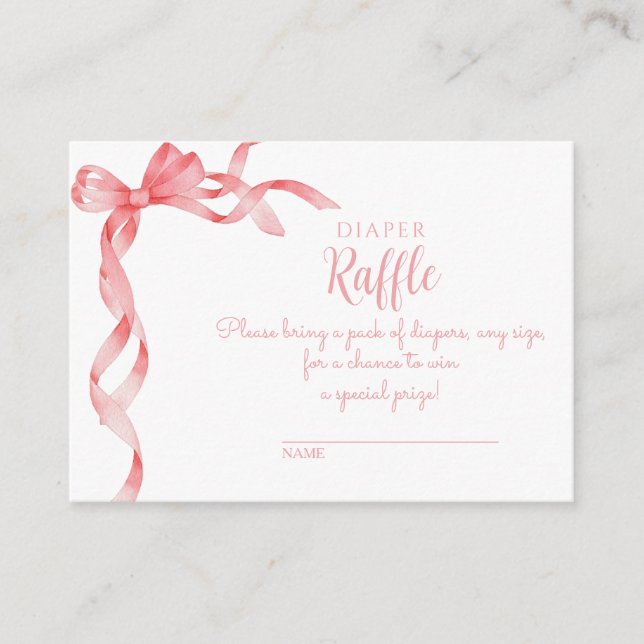 Tarjeta De Recepción Elegante es un Chica rosado Baby Shower Raffle (Anverso)