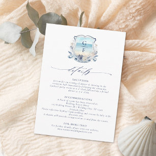 Tarjeta De Recepción Elegante Escudo de playa Detalles del Boda Monogra