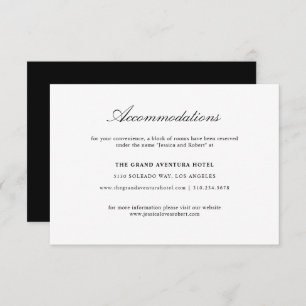Tarjeta De Recepción Elegante estilo de alojamiento Boda blanco negro