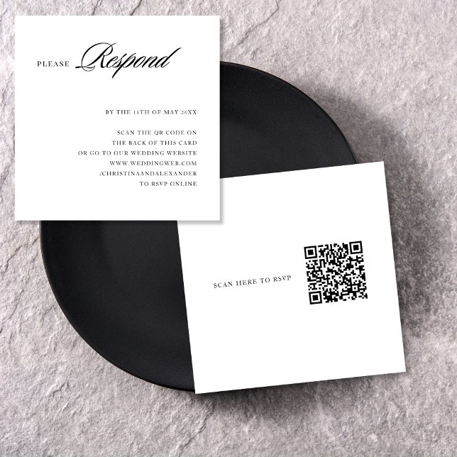 Tarjeta De Recepción Elegante Estiloso Sofisticado Código QR en la part (Subido por el creador)