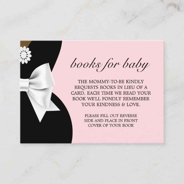 Tarjeta De Recepción Elegante etnia Tiffany Glam Books Baby Shower rosa (Anverso)