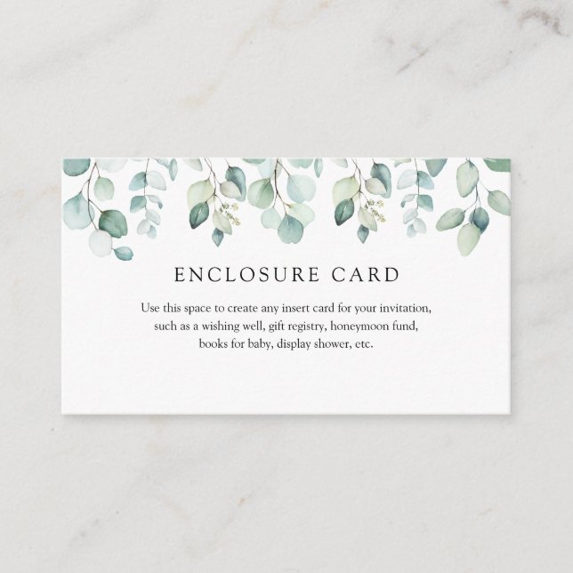 Tarjeta De Recepción Elegante Eucalipto Verde Moderno (Anverso)