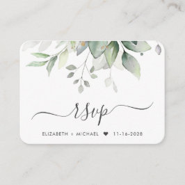 Tarjeta De Recepción Elegante Eucalyptus acuarela QR Boda de código RSV