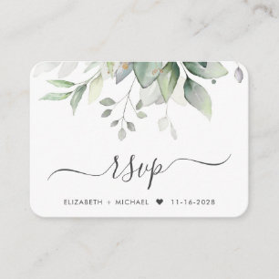 Tarjeta De Recepción Elegante Eucalyptus acuarela QR Boda de código RSV