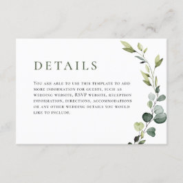 Tarjeta De Recepción Elegante Eucalyptus Bohemian Boda