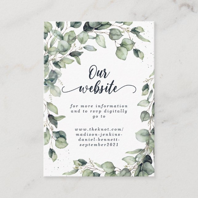 Tarjeta De Recepción Elegante Eucalyptus deja Boda (Anverso)