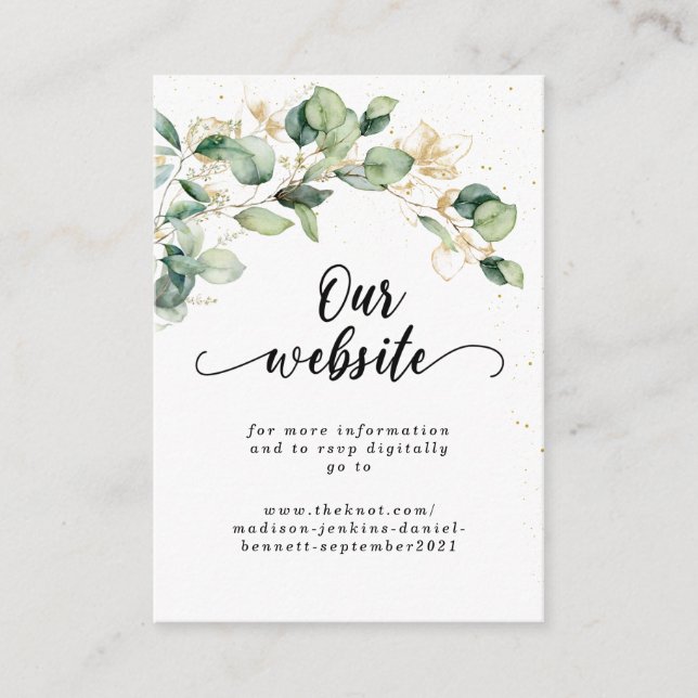 Tarjeta De Recepción Elegante Eucalyptus deja Boda (Anverso)