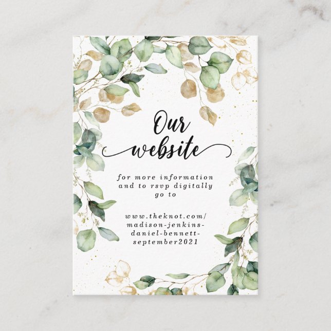 Tarjeta De Recepción Elegante Eucalyptus deja Boda (Anverso)