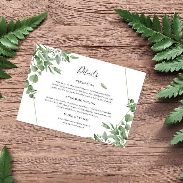 Tarjeta De Recepción Elegante Eucalyptus deja detalles Bodas (Subido por el creador)